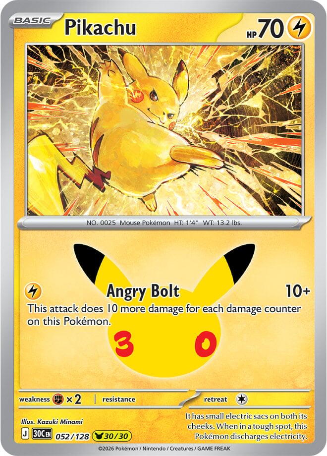 Pikachu 052/128 (ME: 30th Celebration)  - Holofoil | Good Games Adelaide SA