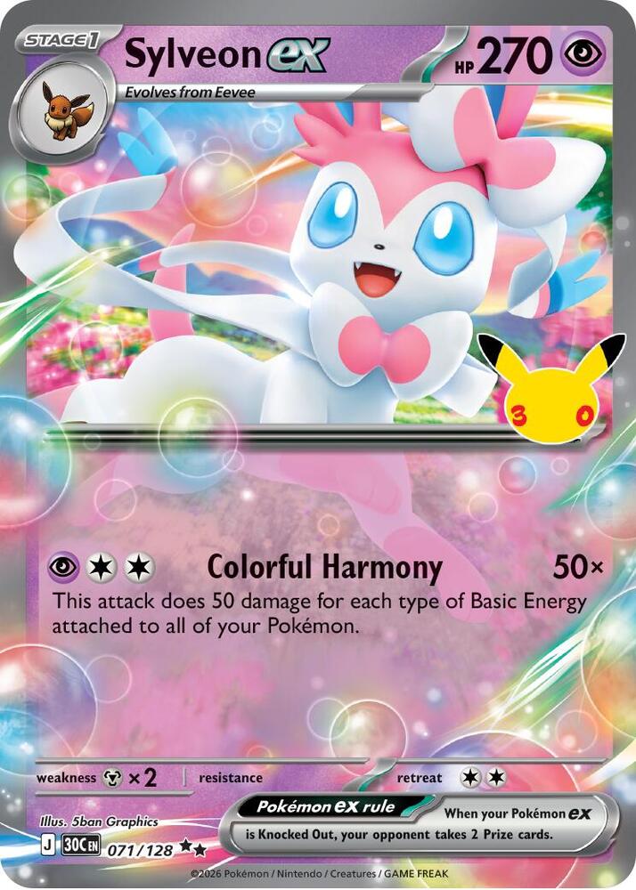 Sylveon ex 071/128 (ME: 30th Celebration)  - Holofoil | Good Games Adelaide SA