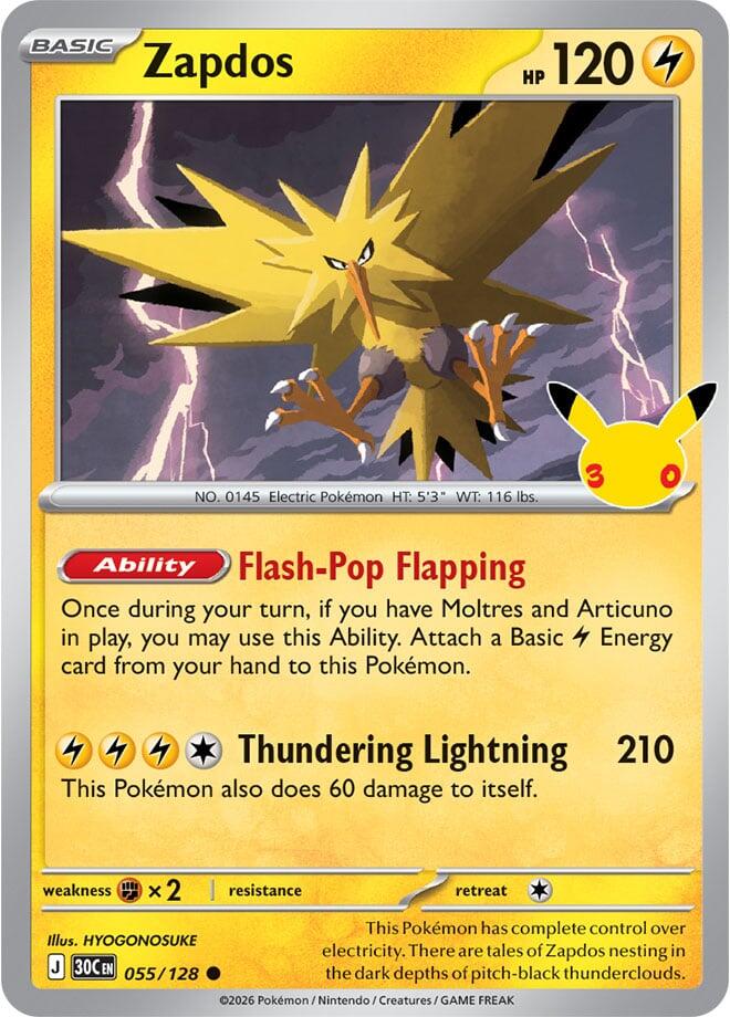 Zapdos 055/128 (ME: 30th Celebration)  - Holofoil | Good Games Adelaide SA