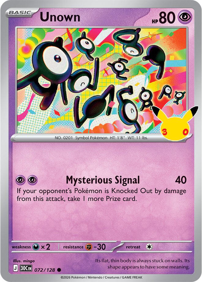 Unown 072/128 (ME: 30th Celebration)  - Holofoil | Good Games Adelaide SA