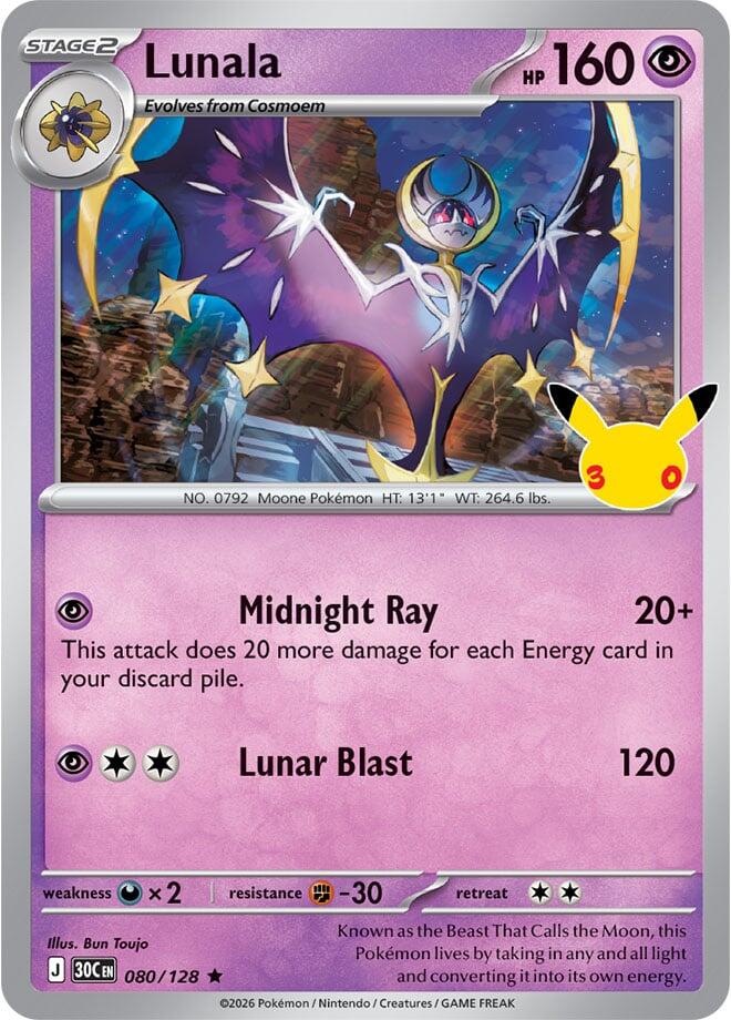 Lunala 080/128 (ME: 30th Celebration)  - Holofoil | Good Games Adelaide SA