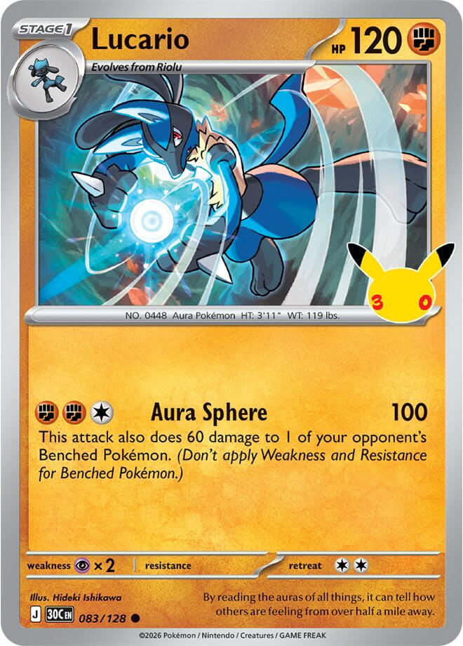 Lucario 083/128 (ME: 30th Celebration)  - Holofoil | Good Games Adelaide SA