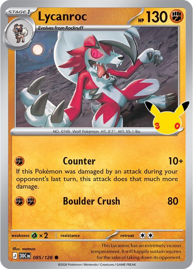 Lycanroc 085/128 (ME: 30th Celebration)  - Holofoil | Good Games Adelaide SA