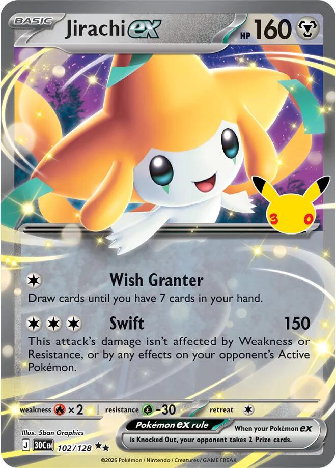Jirachi ex 102/128 (ME: 30th Celebration)  - Holofoil | Good Games Adelaide SA