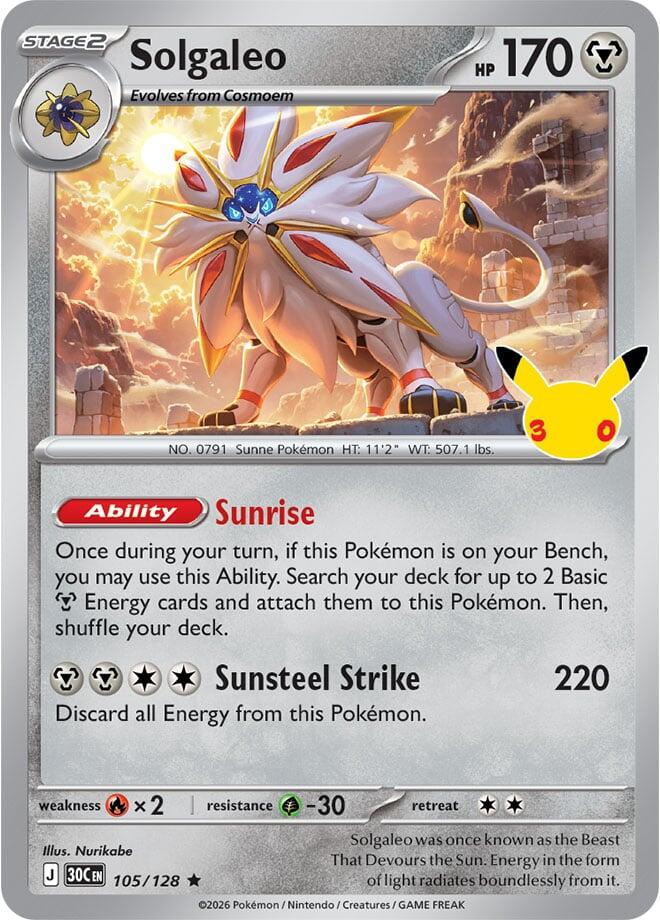 Solgaleo 105/128 (ME: 30th Celebration)  - Holofoil | Good Games Adelaide SA
