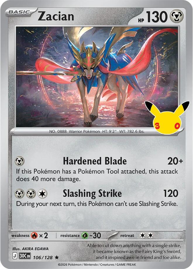 Zacian 106/128 (ME: 30th Celebration)  - Holofoil | Good Games Adelaide SA