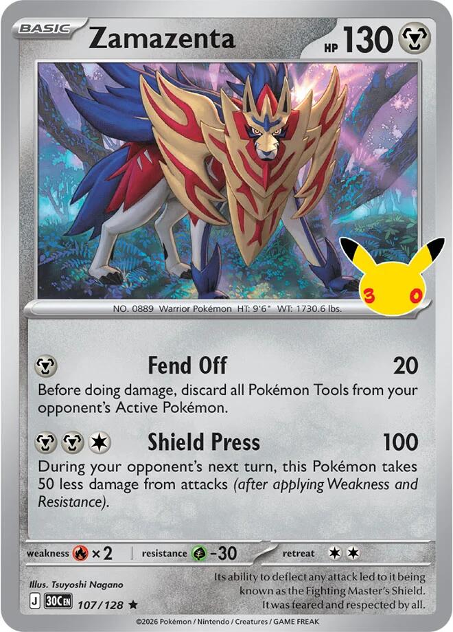Zamazenta 107/128 (ME: 30th Celebration)  - Holofoil | Good Games Adelaide SA