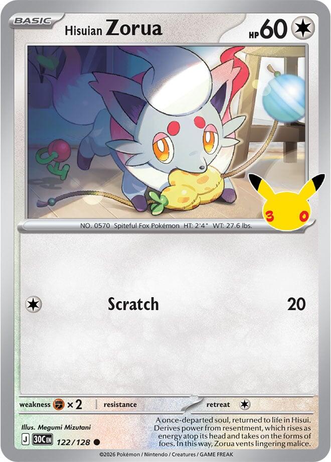 Hisuian Zorua 122/128 (ME: 30th Celebration)  - Holofoil | Good Games Adelaide SA