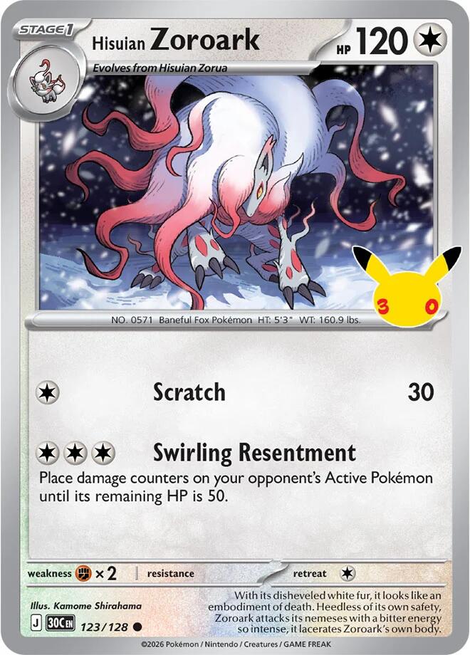 Hisuian Zoroark 123/128 (ME: 30th Celebration)  - Holofoil | Good Games Adelaide SA