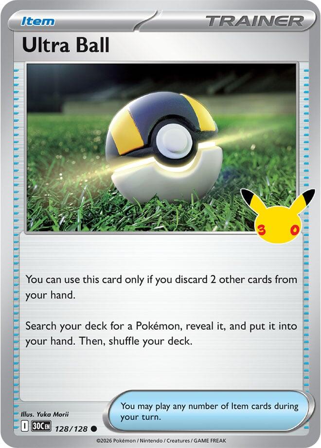 Ultra Ball 128/128 (ME: 30th Celebration)  - Holofoil | Good Games Adelaide SA