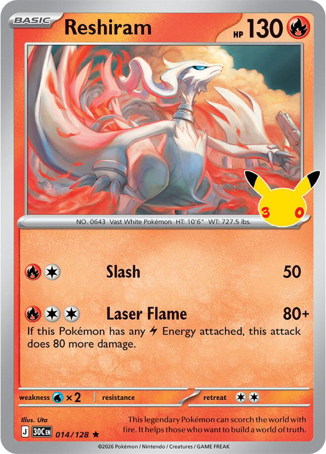 Reshiram 014/128 (ME: 30th Celebration)  - Holofoil | Good Games Adelaide SA