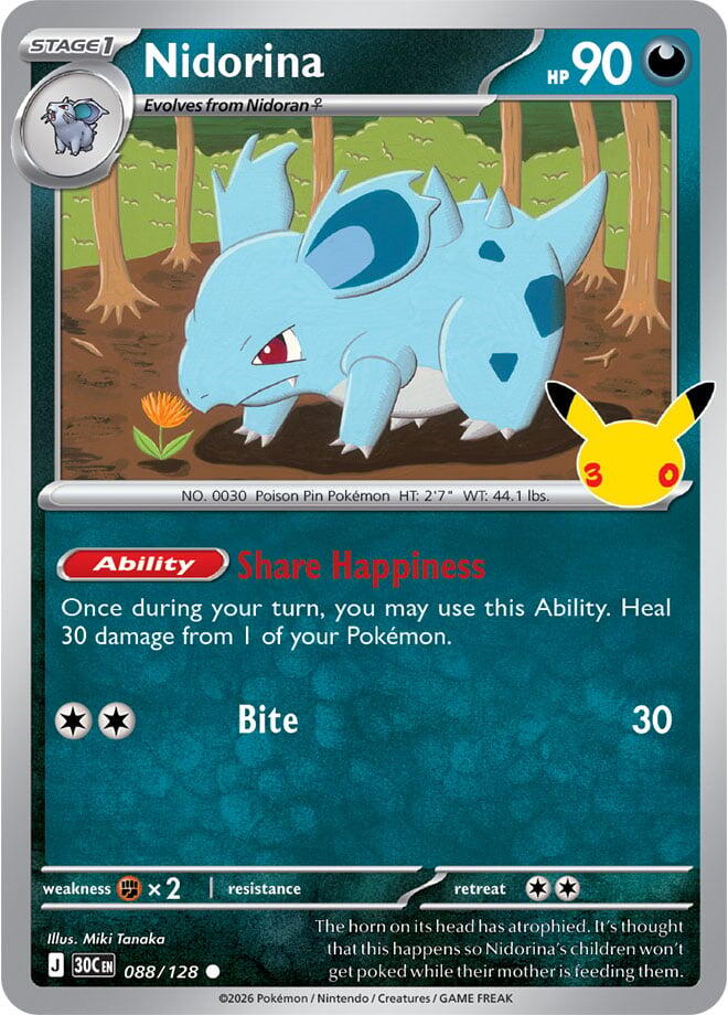 Nidorina 088/128 (ME: 30th Celebration)  - Holofoil | Good Games Adelaide SA
