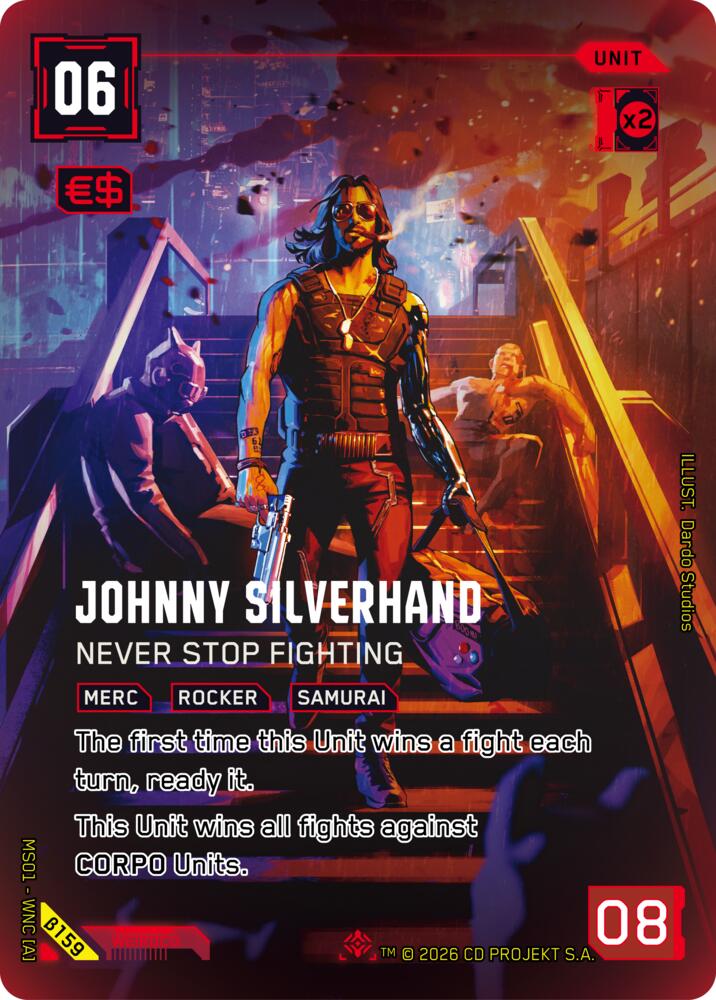 Johnny Silverhand Never Stop Fighting IO B159 (Welcome to Night City - Beta)  - Foil | Good Games Adelaide SA