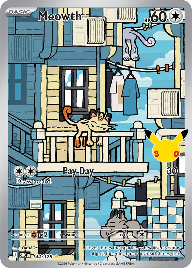 Meowth 144/128 (ME: 30th Celebration)  - Holofoil | Good Games Adelaide SA