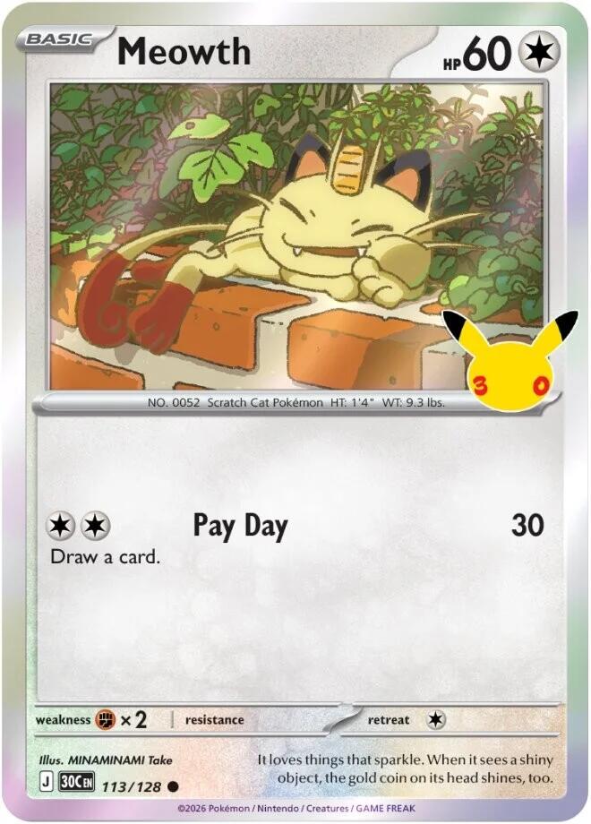 Meowth 113/128 (ME: 30th Celebration)  - Holofoil | Good Games Adelaide SA