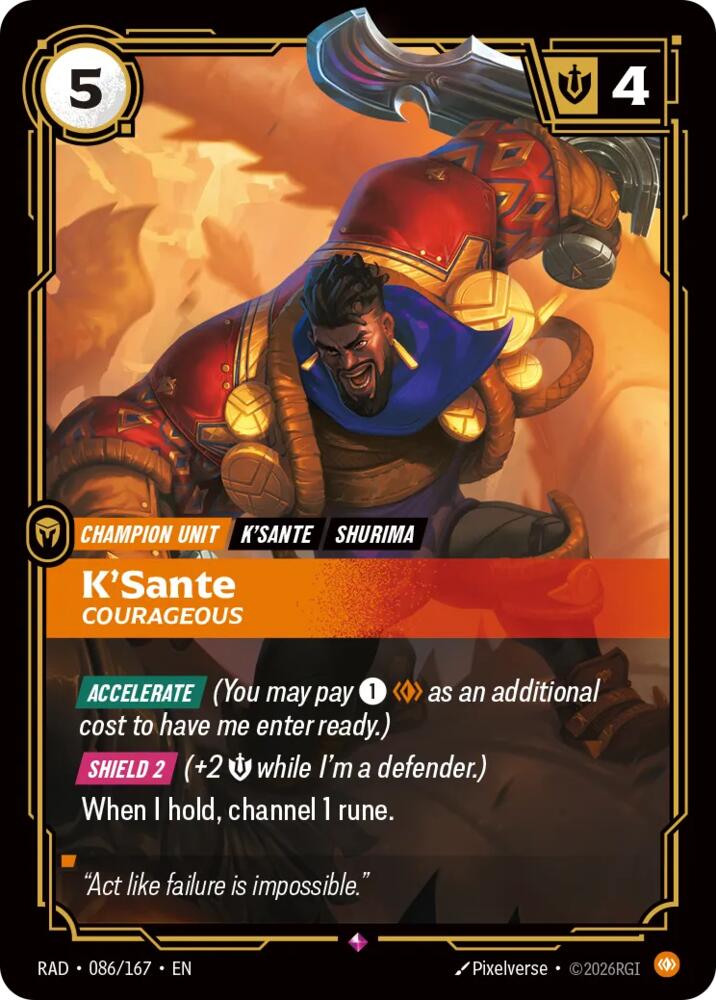 K'Sante - Courageous 086/167 (Radiance)  - Foil | Good Games Adelaide SA