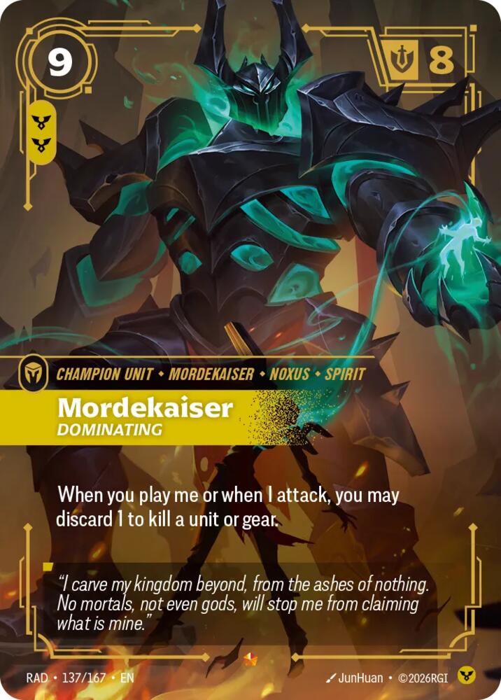 Mordekaiser - Dominating 137/167 (Radiance)  - Foil | Good Games Adelaide SA