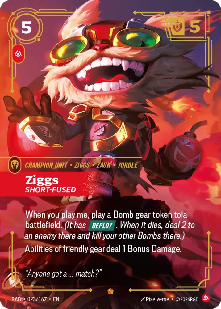 Ziggs - Short Fused 023/167 (Radiance)  - Foil | Good Games Adelaide SA