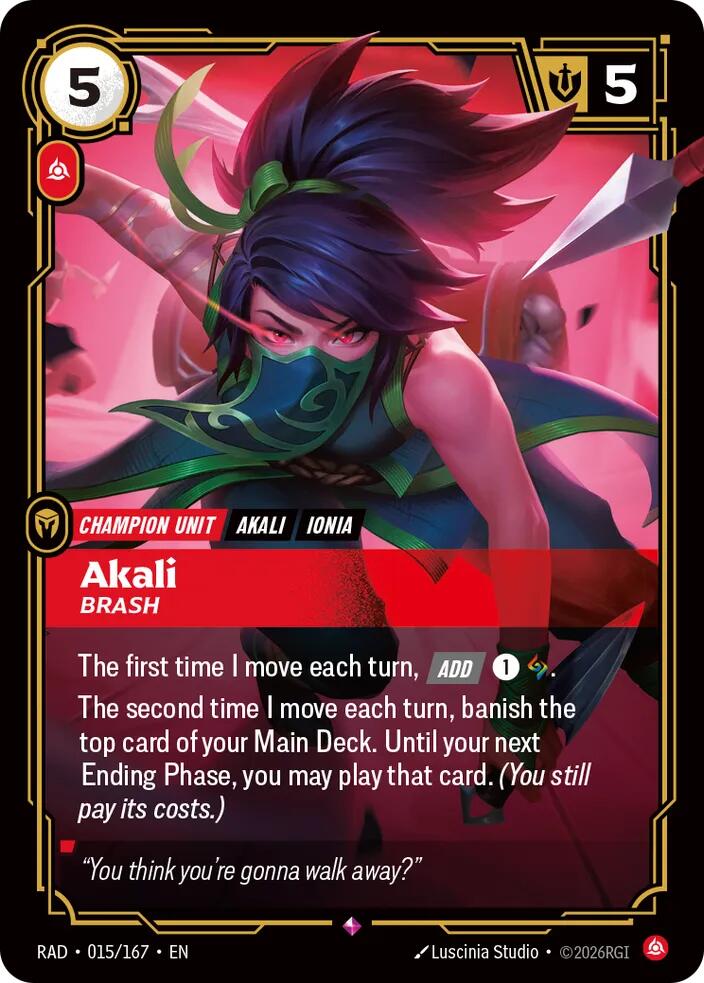 Akali - Brash 015/167 (Radiance)  - Foil | Good Games Adelaide SA
