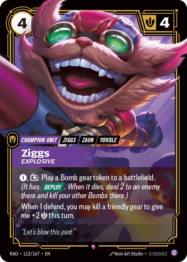 Ziggs - Explosive 112/167 (Radiance)  - Foil | Good Games Adelaide SA