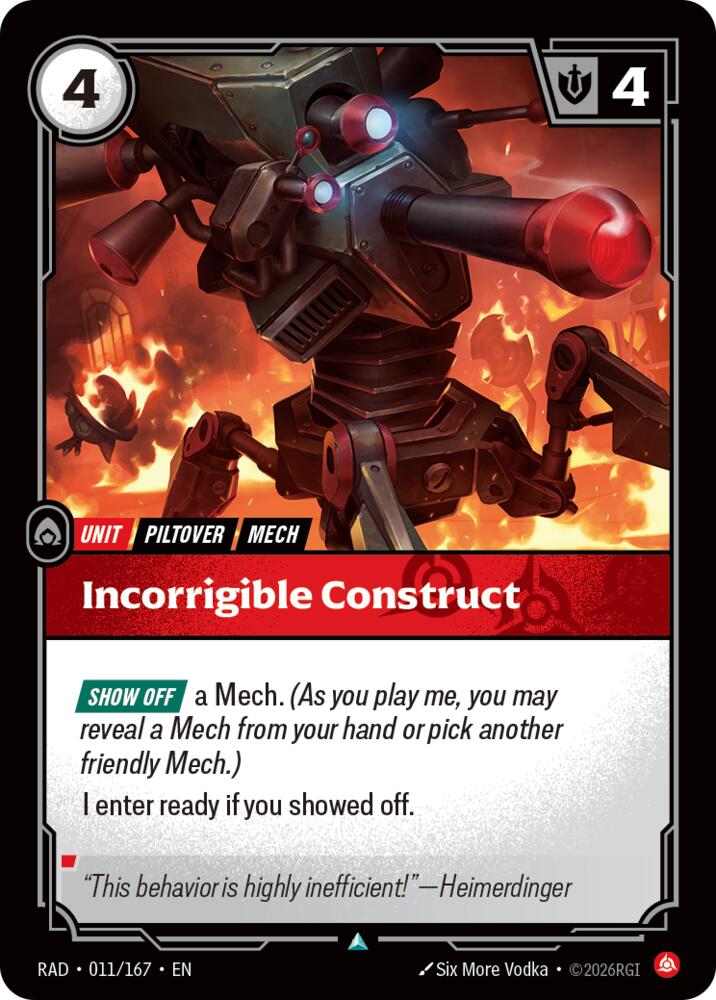 Incorrigible Construct 011/167 (Radiance)  - Foil | Good Games Adelaide SA