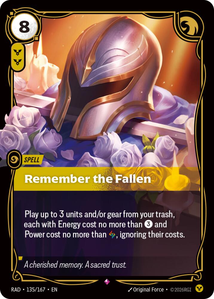 Remember the Fallen 135/167 (Radiance)  - Foil | Good Games Adelaide SA