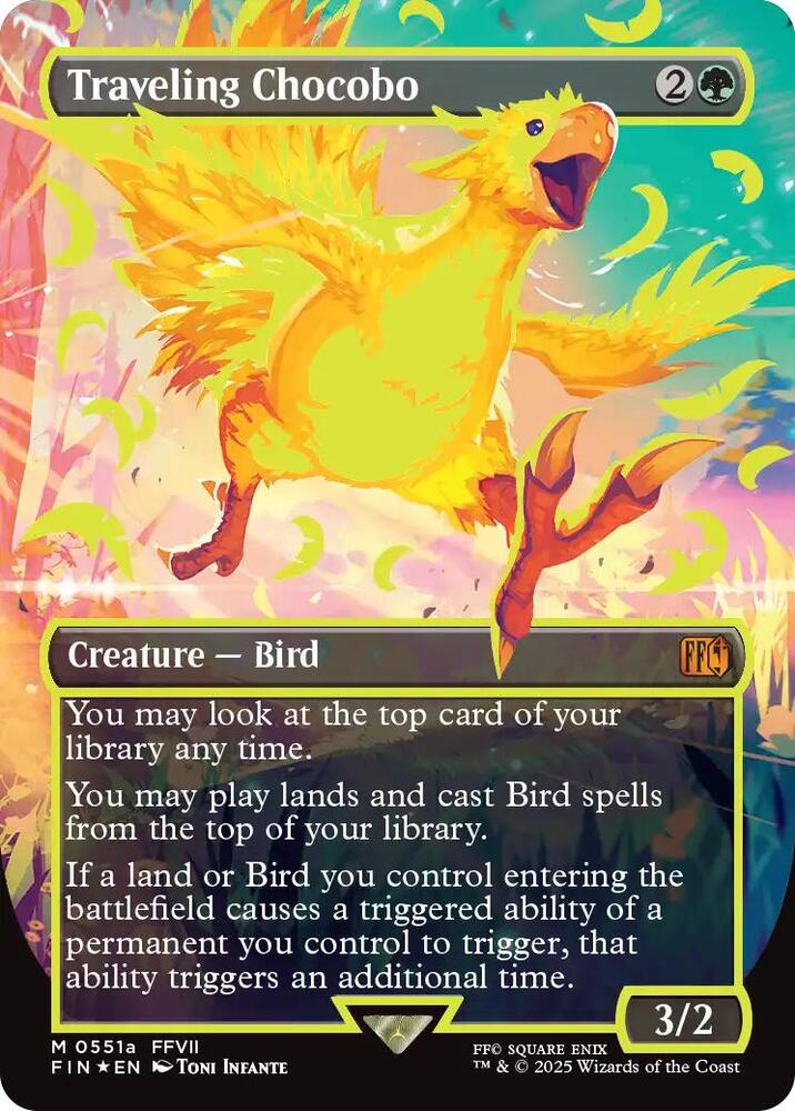 Traveling Chocobo Yellow 551a/309 (FINAL FANTASY)  - Borderless Neon Ink Foil | Good Games Adelaide SA