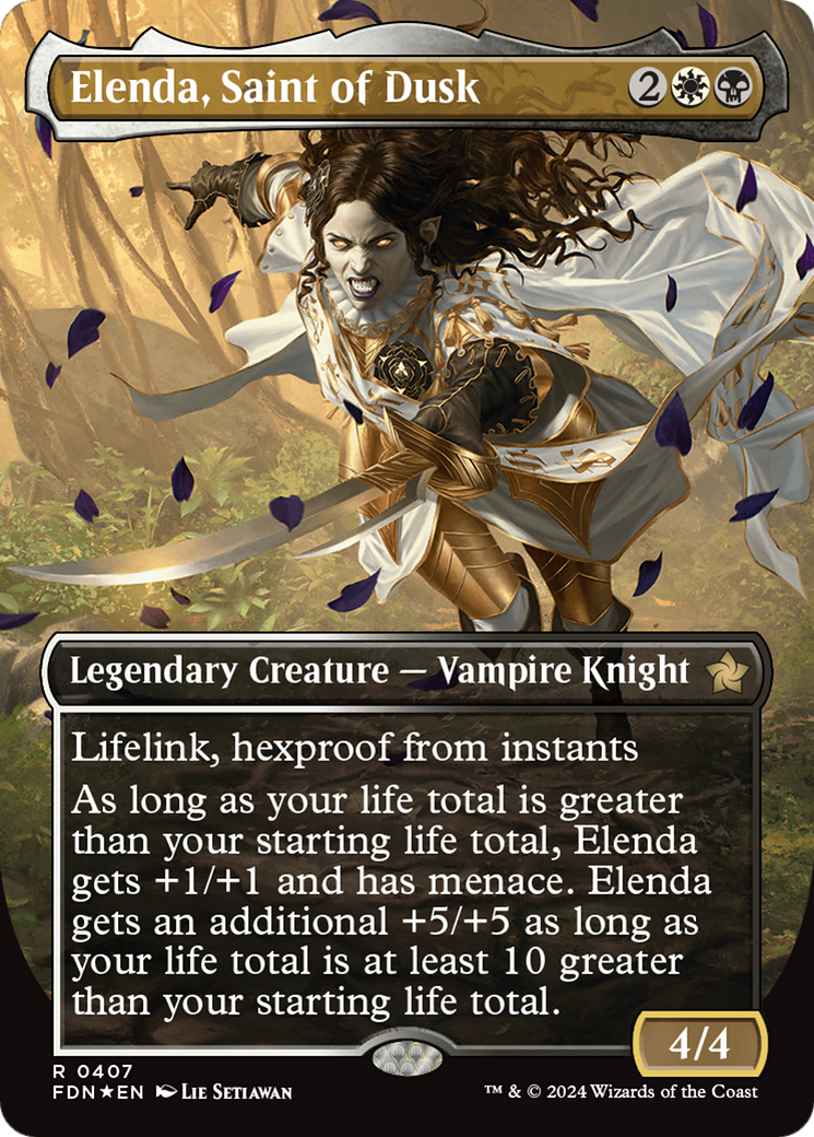 Elenda, Saint of Dusk (Borderless) (Mana Foil) [Foundations] | Good Games Adelaide SA