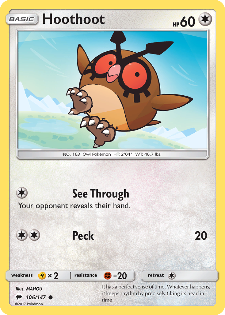 Hoothoot (106/147) [Sun & Moon: Burning Shadows] | Good Games Adelaide SA