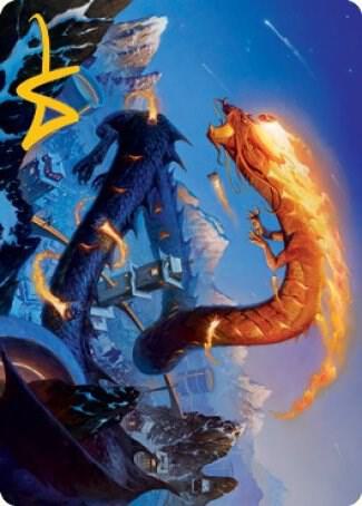 Atsushi the Blazing Sky Art Card 10 81 Gold Stamped Signature 10 (Art Series: Kamigawa: Neon Dynasty)  | Good Games Adelaide SA
