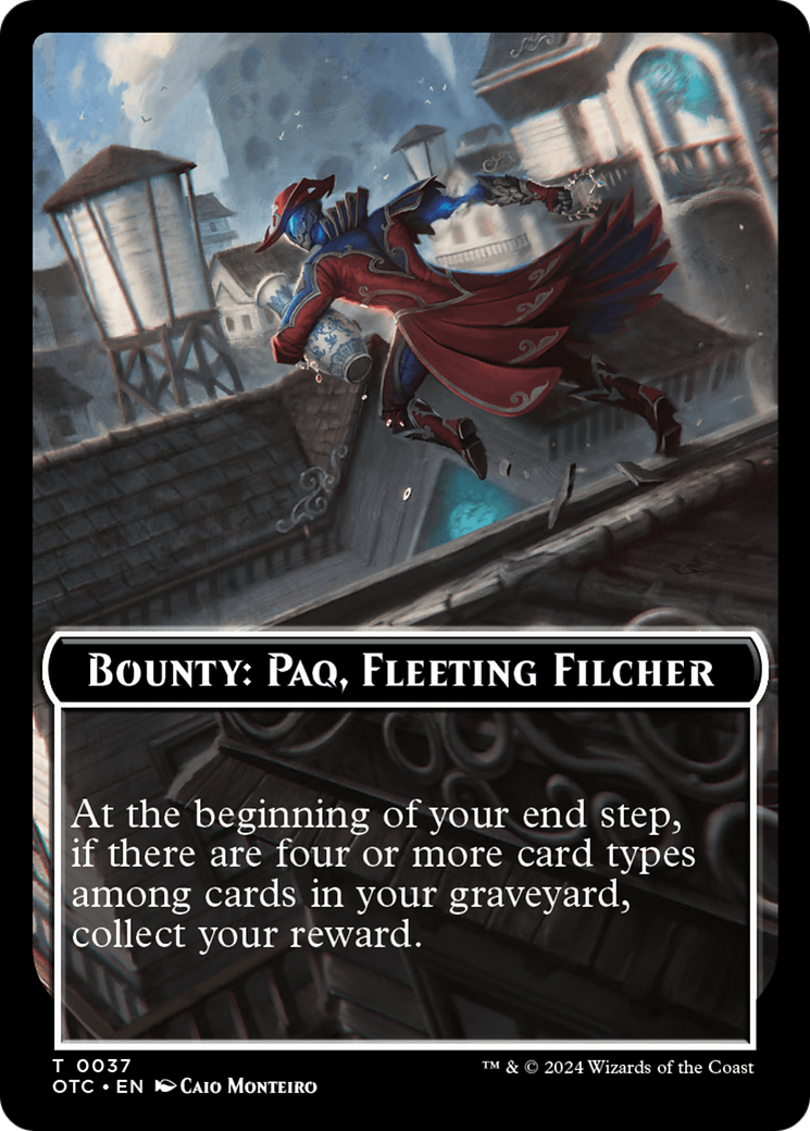 Bounty: Paq, Fleeting Filcher // Bounty Rules Double-Sided Token [Outlaws of Thunder Junction Commander Tokens] | Good Games Adelaide SA