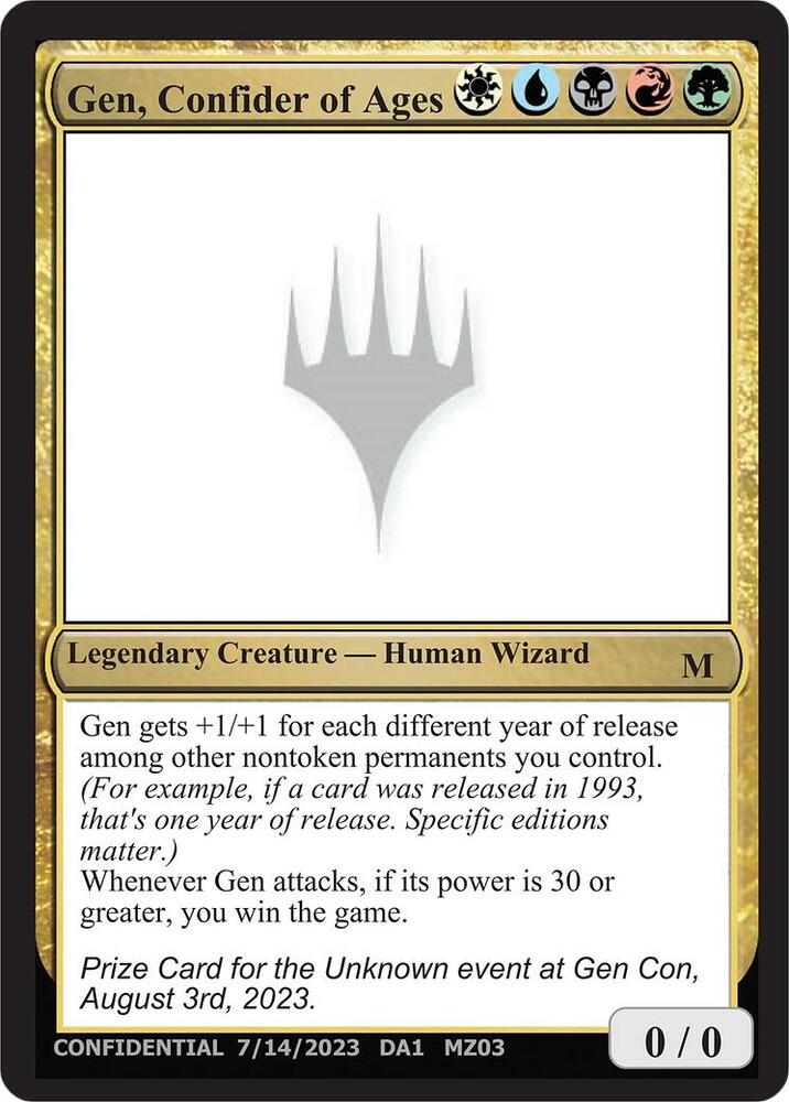 Gen Confider of Ages  (Un-Known Event Playtest Cards)  | Good Games Adelaide SA