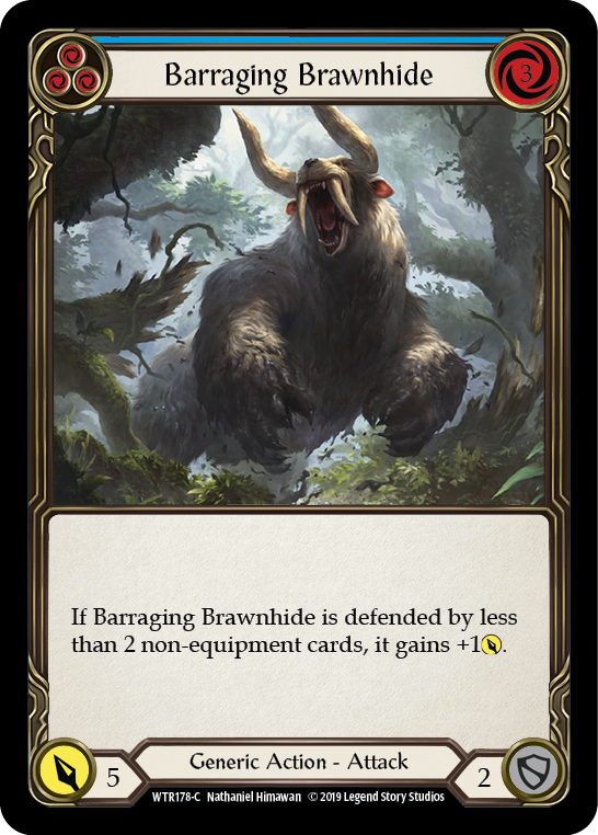 Barraging Brawnhide (Blue) [WTR178-C] Alpha Print Rainbow Foil | Good Games Adelaide SA