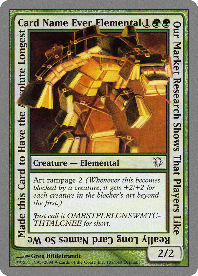 Our Market Research Shows That Players Like Really Long Card Names So We Made this Card to Have the Absolute Longest Card Name Ever Elemental 107 (Unhinged)  - Foil | Good Games Adelaide SA