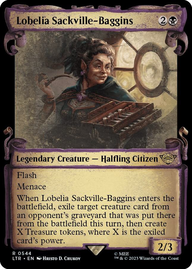 Lobelia Sackville-Baggins 544 (Universes Beyond: The Lord of the Rings: Tales of Middle-earth)  - Showcase Scroll Foil | Good Games Adelaide SA