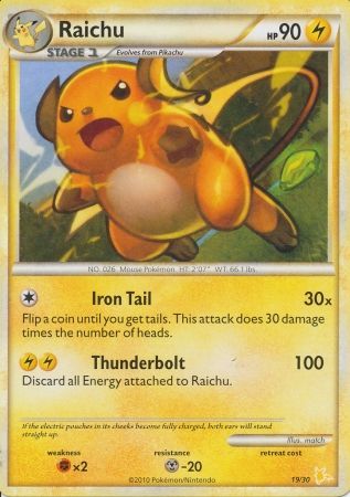 Raichu (19/30) [HeartGold & SoulSilver: Trainer Kit - Raichu] | Good Games Adelaide SA