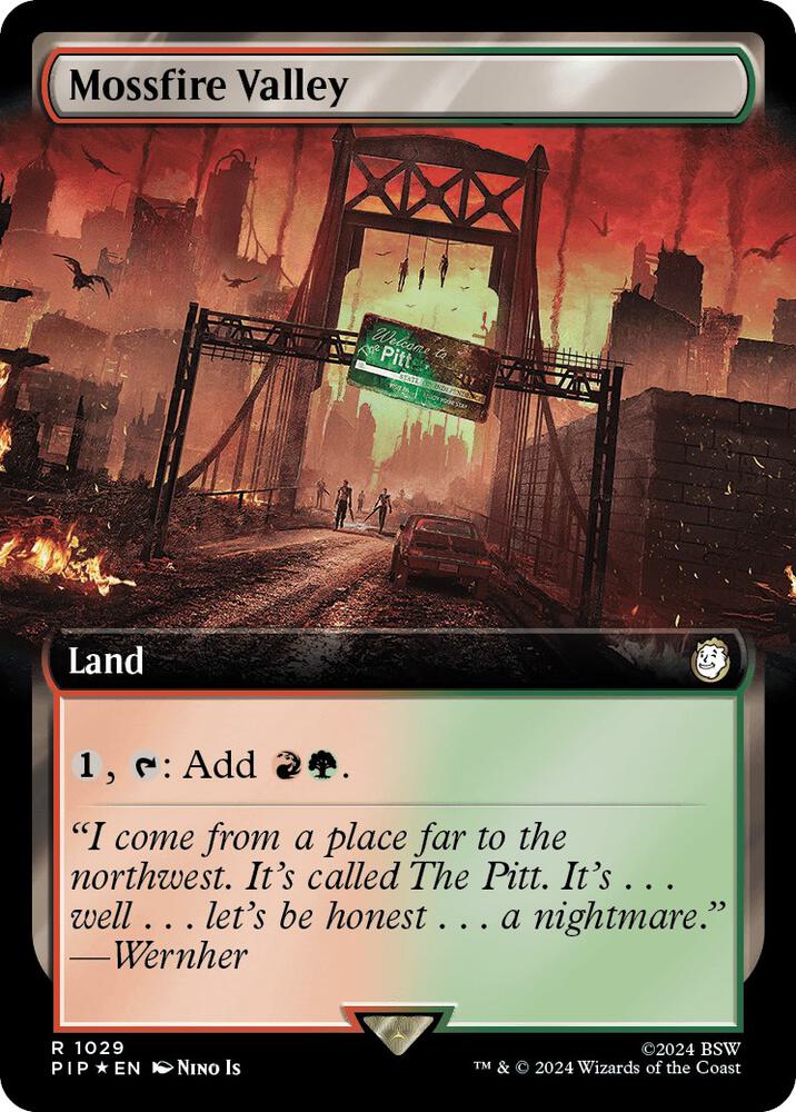Mossfire Valley Extended Art Surge Foil 1029 (Universes Beyond: Fallout)  - Extended Art Surge Foil | Good Games Adelaide SA