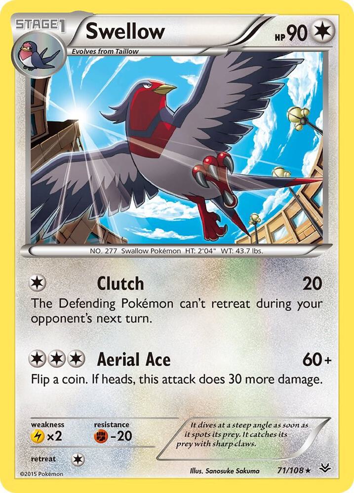 Swellow 71 71/108 (XY - Roaring Skies)  | Good Games Adelaide SA