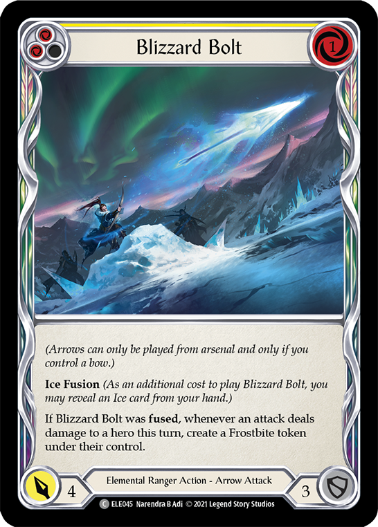 Blizzard Bolt (Yellow) [ELE045] (Tales of Aria)  1st Edition Rainbow Foil | Good Games Adelaide SA
