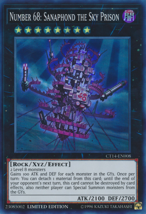 Number 68: Sanaphond the Sky Prison [CT14-EN008] Super Rare | Good Games Adelaide SA