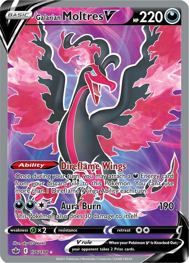 Galarian Moltres V Full Art 176/198 (SWSH06: Chilling Reign)  - Holofoil | Good Games Adelaide SA