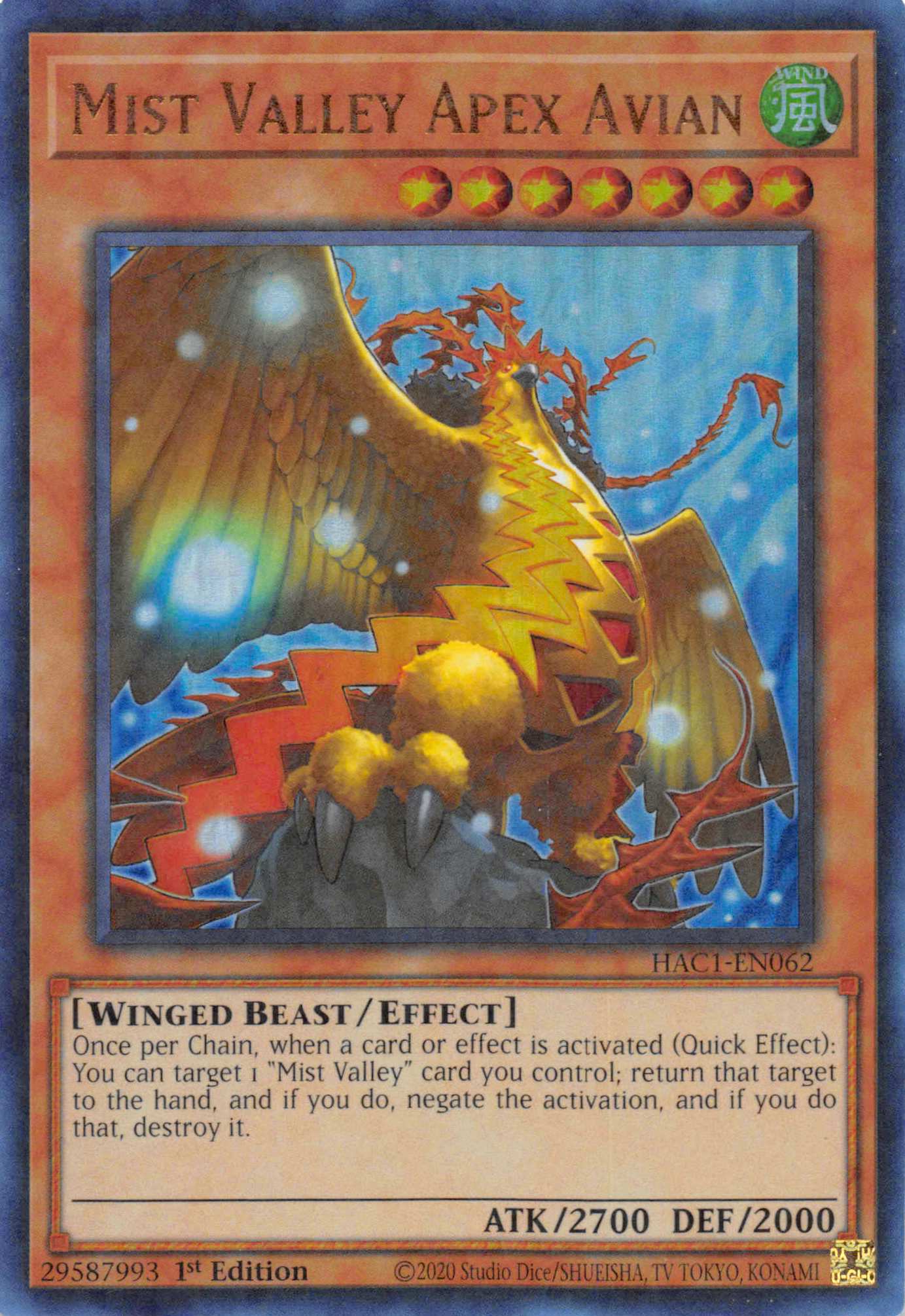 Mist Valley Apex Avian (Duel Terminal) [HAC1-EN062] Parallel Rare | Good Games Adelaide SA