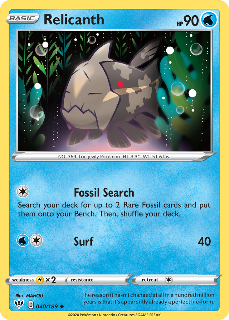 Relicanth (040/189) [Sword & Shield: Darkness Ablaze] | Good Games Adelaide SA