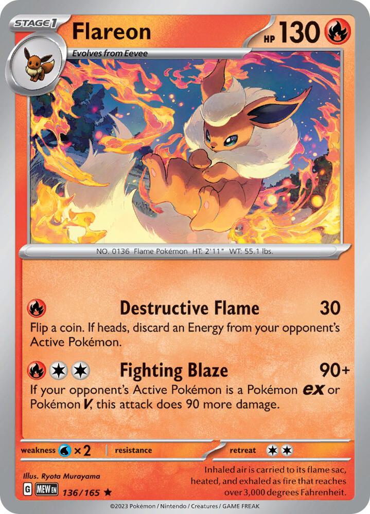 Flareon 136/165 (SV: Scarlet & Violet 151)  - Holofoil | Good Games Adelaide SA