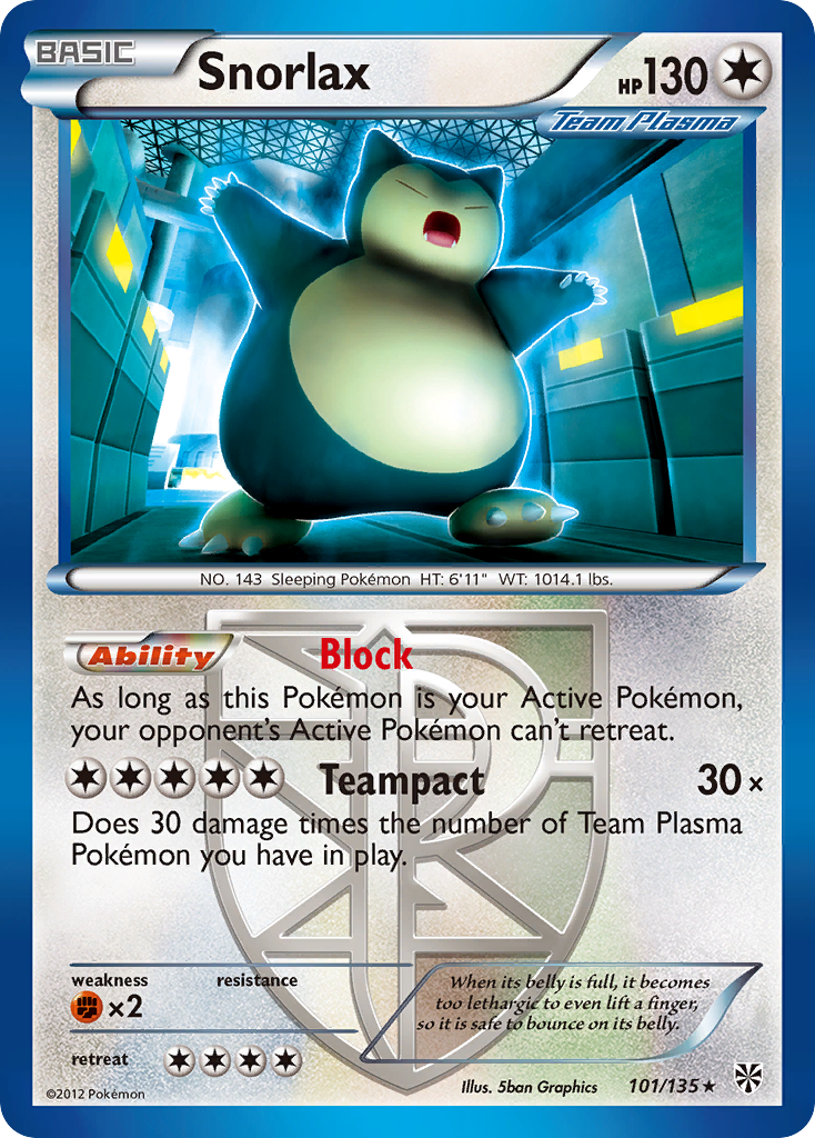 Snorlax (101/135) [Black & White: Plasma Storm] | Good Games Adelaide SA