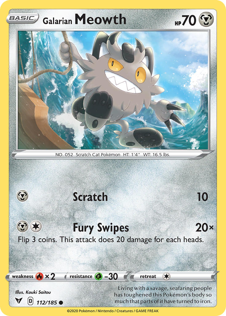 Galarian Meowth (112/185) [Sword & Shield: Vivid Voltage] | Good Games Adelaide SA