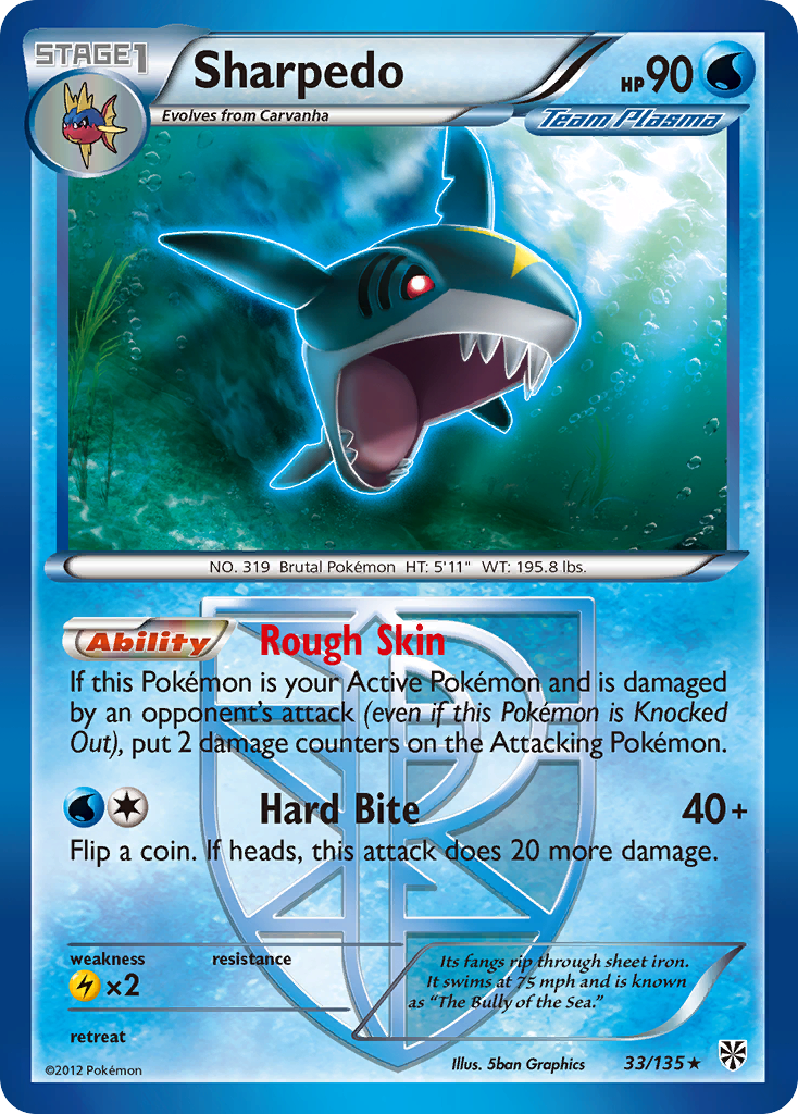 Sharpedo (33/135) [Black & White: Plasma Storm] | Good Games Adelaide SA