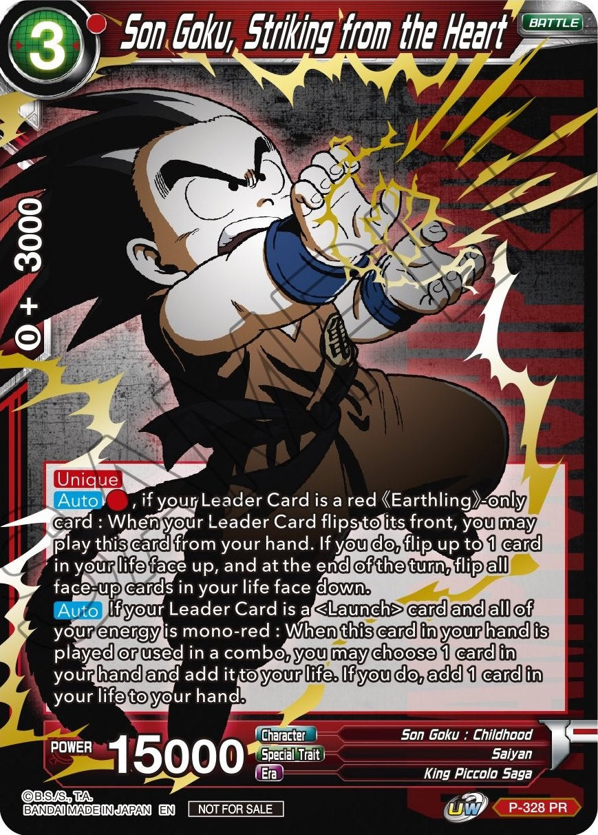 Son Goku, Striking from the Heart (Gold Stamped) (P-328) [Tournament Promotion Cards] | Good Games Adelaide SA