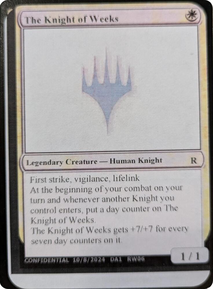The Knight of Weeks  (Un-Known Event Playtest Cards)  | Good Games Adelaide SA