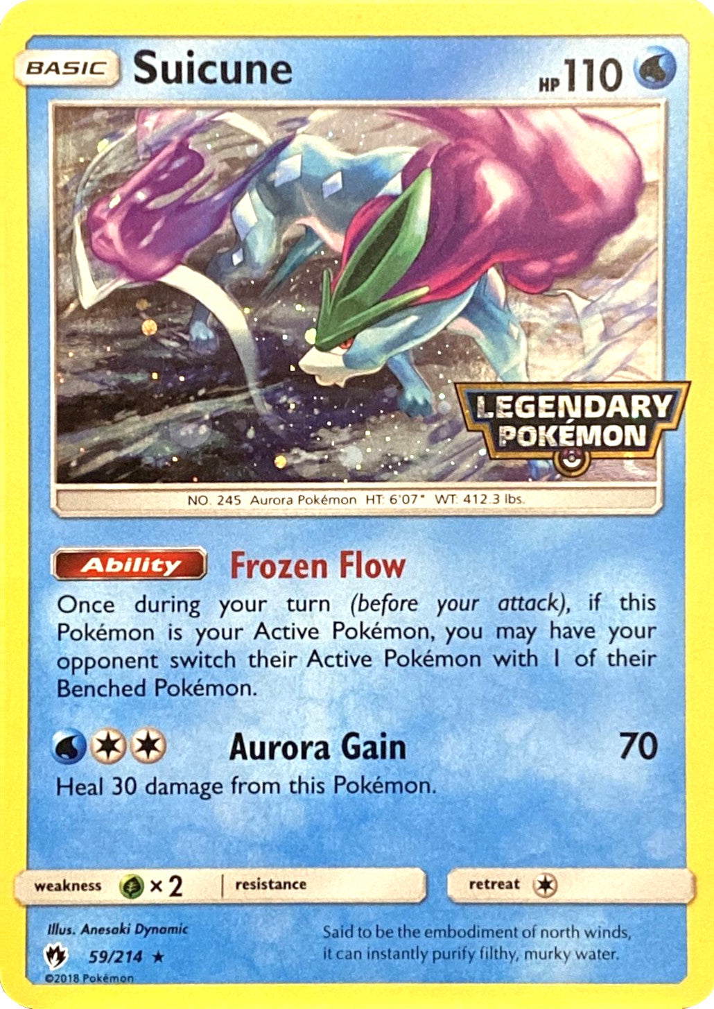 Suicune (59/214) (Legendary Pokemon Stamped) [Sun & Moon: Lost Thunder] | Good Games Adelaide SA